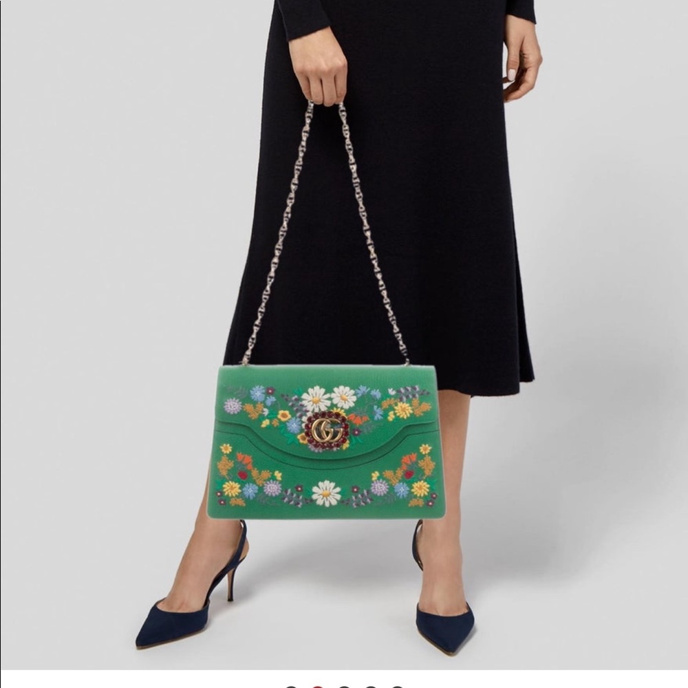 🆕‼️Gucci large lines ricami floral shoulder bag - Picture 3 of 7